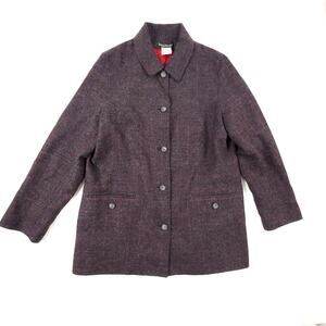 Harve Benard by Benard Holtzman Gray Plaid Wool Pea Coat 12